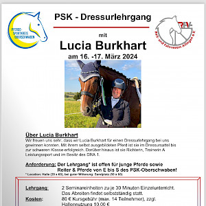 Yes we did it again: PSKO - Dressurlehrgang mit Lucia Burkhart am 16. -17. März 2024