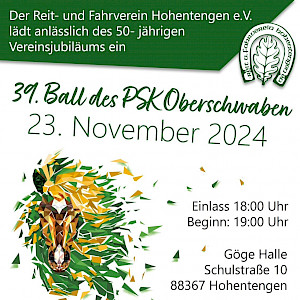 Einladung: 39. PSKO-Ball in Hohentengen am 23. November 2024