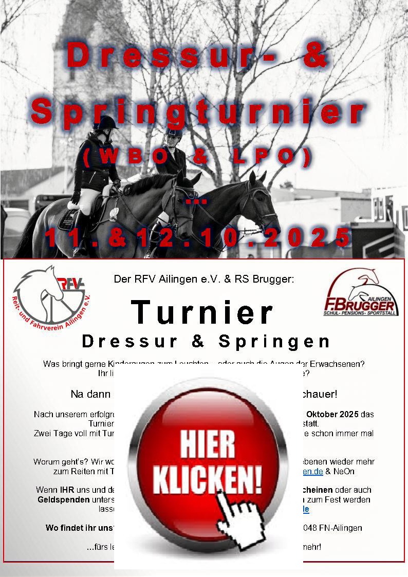 RFV Ailingen: Turnier am 11.10. (Springen) & 12.10 (Dressur) 2025
