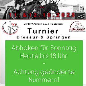 Turnier im Countdown - wir informieren: Abhaken mit neuer Telefonnummer! Please check!