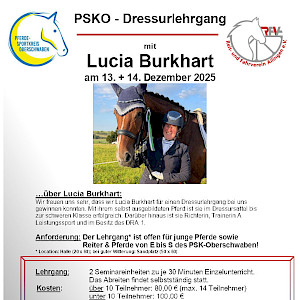 PSKO-Dressurlehrgang mit Lucia Burkart am 13.+14.12.2025 in Ailingen - Anmeldung offen!